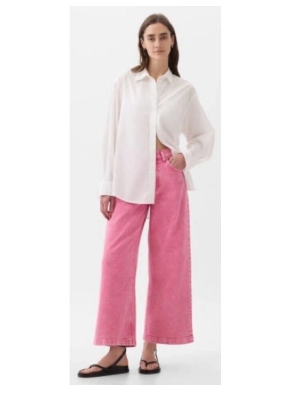 GAP High Rise Stride Ankle Wide Leg Jeans Sugar Pink Size 29 8R #X30 - Picture 2 of 7